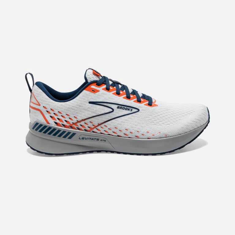 Brooks Levitate Gts 5 Israel - Men's Springy Road Running Shoes - White/Titan/Flame (57269-WGDE)